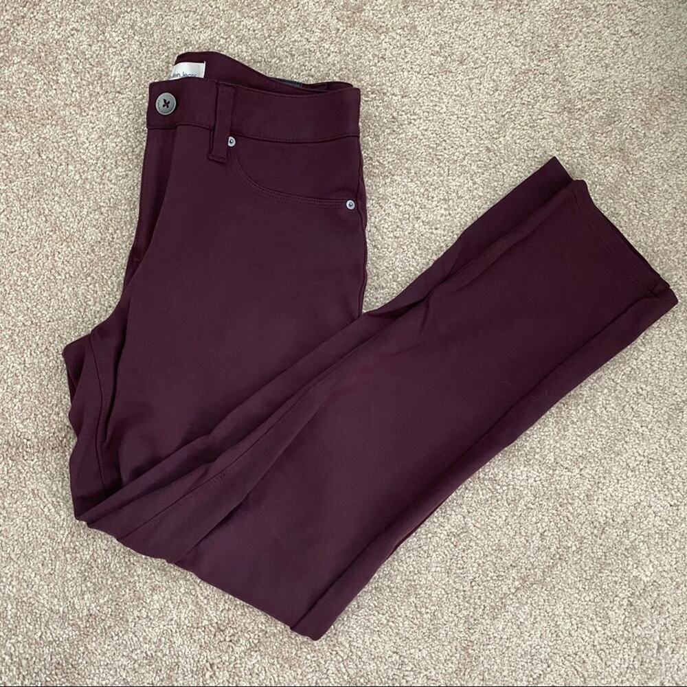 Calvin Klein Solid Wine Stretch Pants Size 28